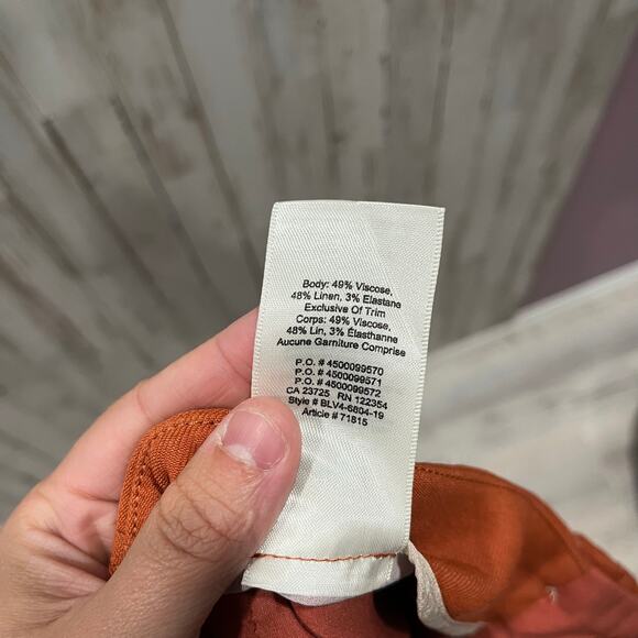 Aritzia Wilfred Cherice Italian Linen Blend Orange Slim Cigarette Pants Size 10 - Picture 7 of 10